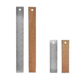 Stainless Steel Cork Back Metal Ruler, 6 Inch 12 Inch Straight Edge Cork Base Rulers, Metal Ruler Cork Backed, Stainless Steel Metal Ruler with Cork Backing, Non-Slip Straight Edge Rulers, 2 Pack