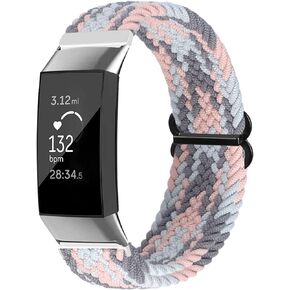 Watbro Elastic Braided band Compatible with Fitbit Charge 3 /Fitbit Charge 4 Braided band,Breathable Elastic Soft Nylon Adjustable Sport Replacement Band for Fitbit Charge 3/Charge 4 Women Men