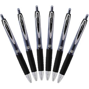 Uni-Ball Signo 207 Retractable Gel Ink Roller Ball Pen, 0.5mm, Micro Needle Point, Pack of 6 (Black)
