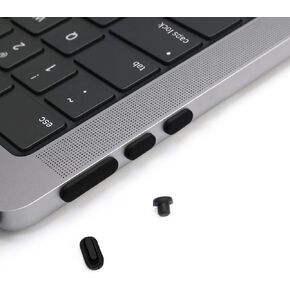 ProElife 7-Pcs Anti Dust Dirt Plug Cups Set for 2024 2023 2022 MacBook Air 13.6 inch 15 inch M3 M2 Chip (A3113/A3114/A2941/A2681) Accessories Laptop Silicone Anti Dirt Protective Cover (Black)