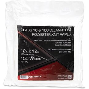 Arkwright Oversized Cleanroom Wipers (12x12, 150 Pack) Polyester Knit Wipes for Lab, Electronics, Pharmaceutics, Printing and Semiconductor Industries