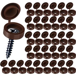 HNYYZL Plastic Hinged Screw Covers Caps, Screw Caps 100 PCS Brown, Folding Screw Cover Cap, Snap Washer Covers Flip Tops for Covering Screw Heads, Screw Protection (S)
