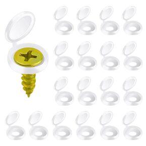 100 Pieces Screw Cover Caps Plastic Hinged Screw Caps Washer Flip Tops Screw Cap Covers Snap Washer Covers Fold Shutter Screw Caps White Screw Protection Cap Folding Screw Cap for Covering Screw Heads