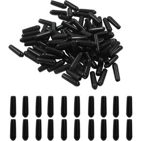 Unlorspy 100Pcs Black Rubber End Caps Flexible PVC Round End Cap Cover,Soft and Durable Plastic Screw Thread Protectors for Screw Bolt Pipe and Tubing Tip (3mm ID)