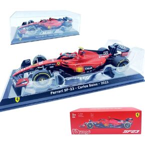 HTLNUZD Bburago 2023 1/24 SF23#55 Alloy Car for Ferrari Team 1:24 SF23#55 Signature Sainz Formula Diecast Car Model Adult Collection Gift