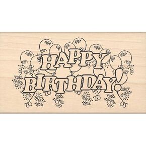 Stamps by Impression Happy Birthday Rubber Stamp 2" x 3-3/8"