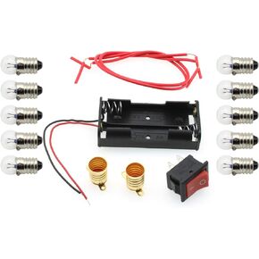 FDXGYH Electrical Circuit Experiment Kit, 1set DIY Circuit Experiment Small Bulb Lights up kit Battery Box Lamp Holder Switch for Home School Educational Kit for Kids