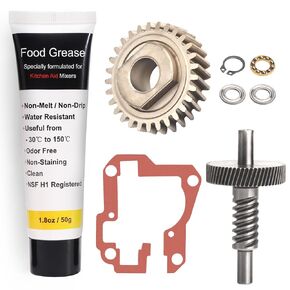 9706529 W11086780 9709231 WP9709231 Worm Gear - by Ohoho - Compatible with Whirlpool/Kitchenaid 5QT & 6QT Stand Mixer Replacement Parts - with Snap Ring & 1.8 Oz Grease & 9703445 Thrust Bearing