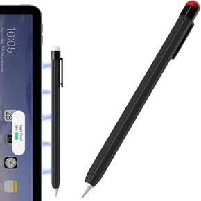 حافظة أقلام بتصميم مخطط من AZF، متوافقة مع حافظة أقلام Apple من الجيل الثاني، حافظة رفيعة من السيليكون غير قابلة للانزلاق مع مشبكين قويين. (أصفر)