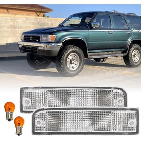 USR DEPO 92-95 4Runner Corner Lights - Front Cornering Parking Turn Signal Lamp Set (Left + Right) Compatible with 1992-1995 Toyota 4 Runner (All Clear Lens, Comes with x2 Amber Bulbs)