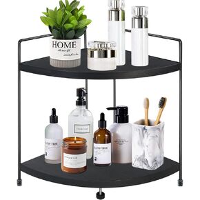 أرفف زاوية Y&ME YM ذات طبقتين لمنظم عداد الحمام، منظم مكياج خشبي، رف قائم لتنظيم العطور، صينية زينة لتنظيم الحمام والمطبخ، منظم محطة القهوة... in Kuwait