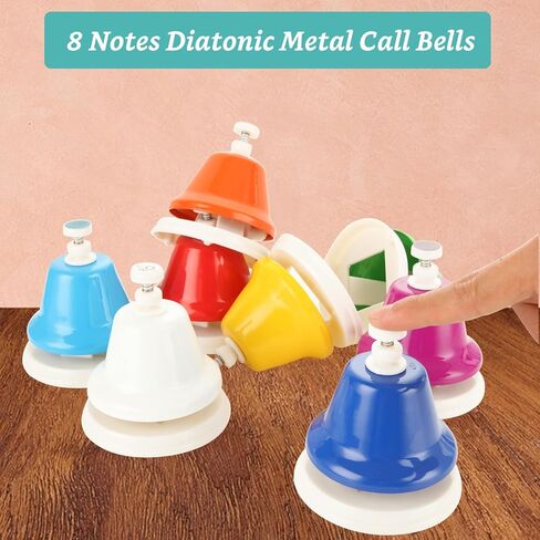 8 قطع من أجراس مكتب قوس قزح من MUXHEL، 8 أجراس موسيقية معدنية دياتونيك، أجراس موسيقية للتعلم الموسيقي للتعليم الموسيقي، الكنيسة in Kuwait