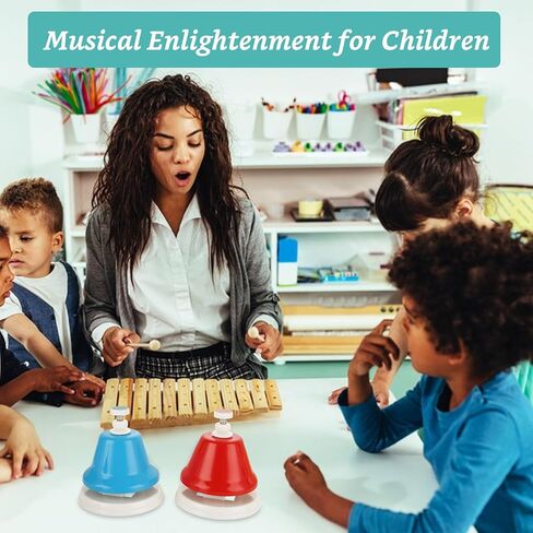 8 قطع من أجراس مكتب قوس قزح من MUXHEL، 8 أجراس موسيقية معدنية دياتونيك، أجراس موسيقية للتعلم الموسيقي للتعليم الموسيقي، الكنيسة in Kuwait