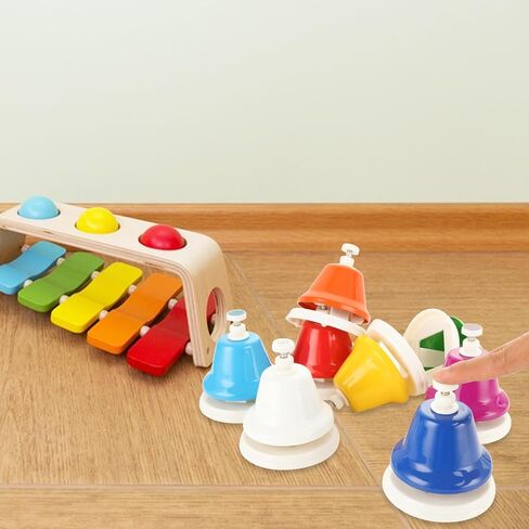 8 قطع من أجراس مكتب قوس قزح من MUXHEL، 8 أجراس موسيقية معدنية دياتونيك، أجراس موسيقية للتعلم الموسيقي للتعليم الموسيقي، الكنيسة in Kuwait