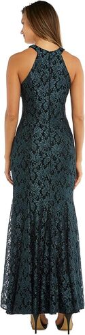 Long Glitter Lace Cocktail Gown W/Scalloped Bodice Detail in Saudi Arabia