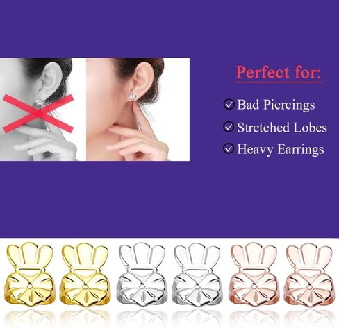 زوجان من أدوات رفع الأقراط للأذنين المتدلية، قابلة للتعديل من الفضة الإسترلينية 925 لبدائل الأقراط الثقيلة، دعم لا يسبب الحساسية للأقراط، وظهر الأقراط للأزرار in Kuwait