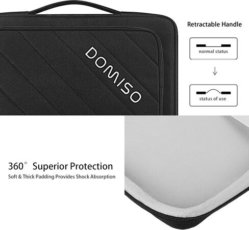 حافظة كمبيوتر محمول واقية مقاومة للماء من DOMISO 360 لجهاز MacBook Pro/MacBook Air/Microsoft Surface Book/Lenovo ThinkPad/Dell Latitude مقاس 14 بوصة، أسود in Saudi Arabia