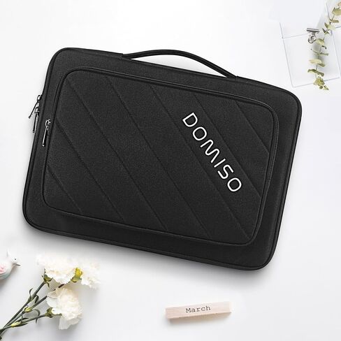 حافظة كمبيوتر محمول واقية مقاومة للماء من DOMISO 360 لجهاز MacBook Pro/MacBook Air/Microsoft Surface Book/Lenovo ThinkPad/Dell Latitude مقاس 14 بوصة، أسود in Saudi Arabia