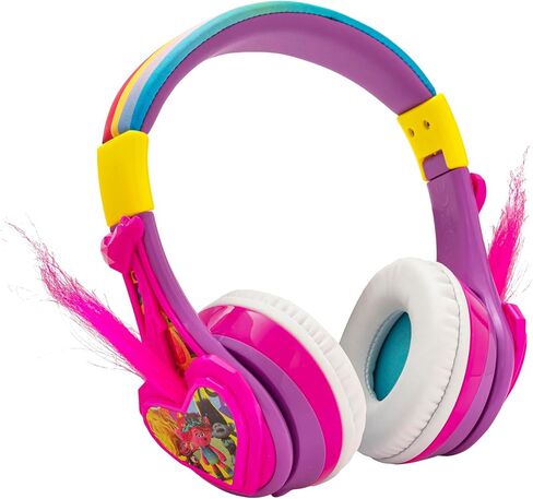 eKids Trolls Band Together سماعات بلوتوث للأطفال، سماعات رأس لاسلكية مع ميكروفون تتضمن سلك Aux، سماعات رأس قابلة للطي للأطفال منخفضة الحجم للمدرسة أو المنزل أو السفر in Saudi Arabia