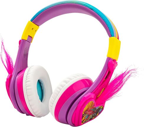 eKids Trolls Band Together سماعات بلوتوث للأطفال، سماعات رأس لاسلكية مع ميكروفون تتضمن سلك Aux، سماعات رأس قابلة للطي للأطفال منخفضة الحجم للمدرسة أو المنزل أو السفر in Saudi Arabia