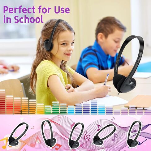YFSFQS Kids Headphones Bulk 30 Pack for School Students Children Teen Boys Girls, Wholesale Disposable Headphones for Classroom Earphones (Black) in Saudi Arabia