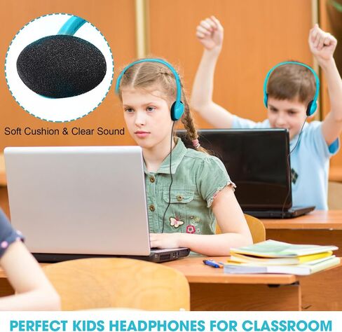 Konohan 30 Pack Headphones Bulk Headphone for School Classroom Student Wired Headphones Adjustable with 3.5 mm Jack for Adults (Black) in Saudi Arabia