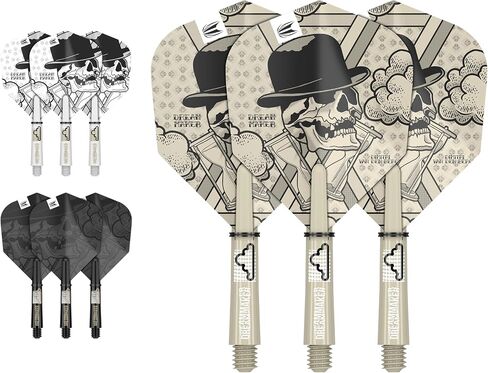 Target Darts Dimitri Van Den Bergh Ink Design No.6 Dart Flights & Short (34mm) Shafts Stems - 9 Flights and 9 Shafts in Total in Saudi Arabia