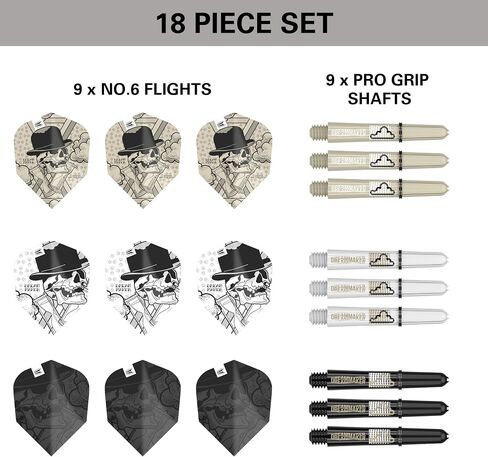 Target Darts Dimitri Van Den Bergh Ink Design No.6 Dart Flights & Short (34mm) Shafts Stems - 9 Flights and 9 Shafts in Total in Saudi Arabia