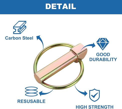 MUXHEL 50 Pcs Heavy Duty Lynch Pin Assortment Kit, Carbon Steel Tractor Pins, Lynch Pin with Ring Lock for Farm Tractors, Trailers, Trucks and Mowers (0.17"x16, 0.23"x18, 0.31"x6, 0.43"x10) in Saudi Arabia