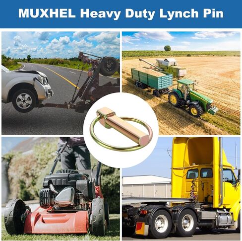 MUXHEL 50 Pcs Heavy Duty Lynch Pin Assortment Kit, Carbon Steel Tractor Pins, Lynch Pin with Ring Lock for Farm Tractors, Trailers, Trucks and Mowers (0.17"x16, 0.23"x18, 0.31"x6, 0.43"x10) in Saudi Arabia