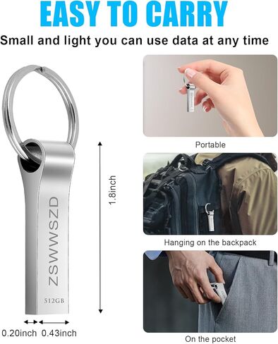 محرك فلاش USB 512 جيجابايت، محرك فلاش USB محمول: USB Stick 512 جيجابايت، محرك أقراص USB ذو سعة كبيرة، محرك تخزين بيانات USB عالي السرعة مع سلسلة مفاتيح in Kuwait