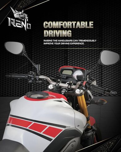 مشبك رفع مقود الدراجة النارية RENO مقاس 7/8 بوصة، طقم تركيب حامل مقود ارتفاع 1-1/2 بوصة متوافق مع الدراجات النارية العالمية | الدراجة الترابية | ملحقات ATV (ألومنيوم، أسود، 2 قطعة) in Kuwait