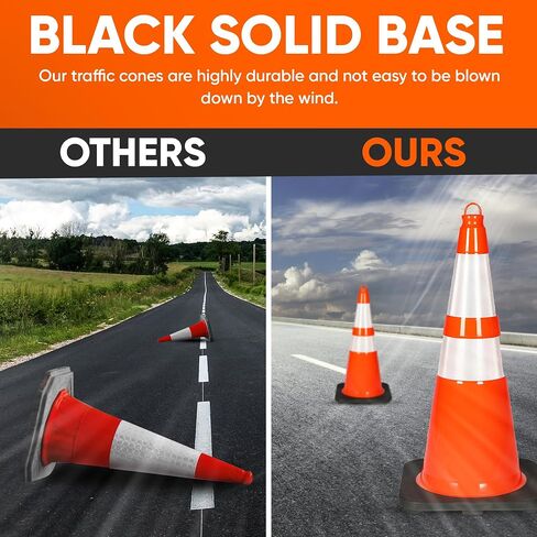 Pyle 6-Pack Traffic Safety Cones 12" inch High Visibility, Reflective Collars, PVC Durable Construction Orange Cones, for Traffic, Home, Parking, Road Safety, Driveway in Saudi Arabia