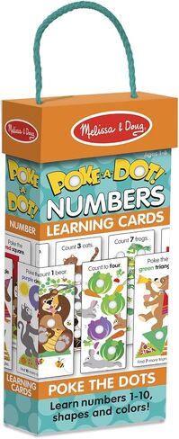 Melissa & Doug Poke-A-Dot Jumbo Number Learning Cards - 13 Double-Sided Numbers, Shapes, and Colors with Buttons to Pop - Poke A Dot Book Oversized Interactive Learning Activity Cards For Kids in Saudi Arabia