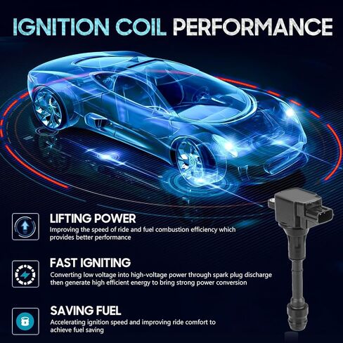 حزمة ملف إشعال 4 قطع من Hurotoms مع 4 قطع قابس إشعال إيريديوم متوافق مع 2002 2003 2004 2005 2006 Nissan Altima Sentra 2.5L L4، استبدال UF350 5C1395 C1398 in Kuwait