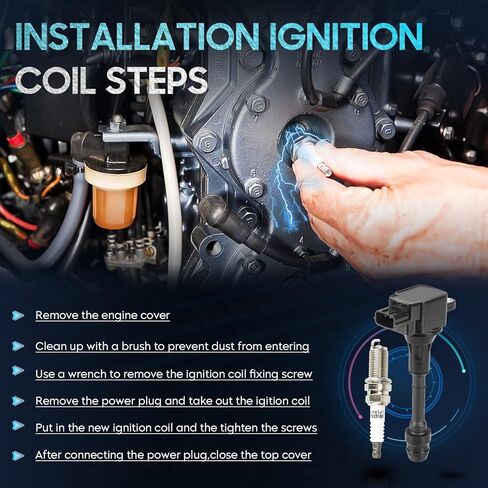 حزمة ملف إشعال 4 قطع من Hurotoms مع 4 قطع قابس إشعال إيريديوم متوافق مع 2002 2003 2004 2005 2006 Nissan Altima Sentra 2.5L L4، استبدال UF350 5C1395 C1398 in Kuwait