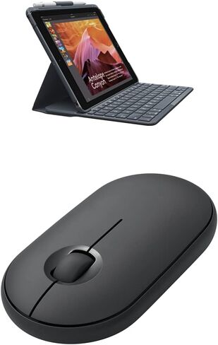 لوجيتك Slim Folio مع لوحة مفاتيح بلوتوث مدمجة لجهاز iPad (الجيل الخامس والسادس) - أسود in Saudi Arabia