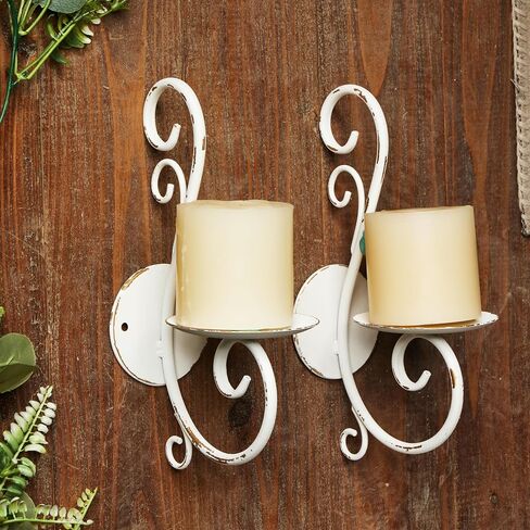 SOFE Black Wrought Iron Wall Candle Sconces Set of Two, Rustic Wall Candle Holder, Vertical Wall Decor, Hanging Pillar Candle Stand Metal Wall Art for Home Living Room, Dining Room in Saudi Arabia