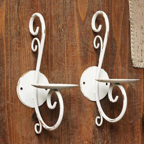 SOFE Black Wrought Iron Wall Candle Sconces Set of Two, Rustic Wall Candle Holder, Vertical Wall Decor, Hanging Pillar Candle Stand Metal Wall Art for Home Living Room, Dining Room in Saudi Arabia