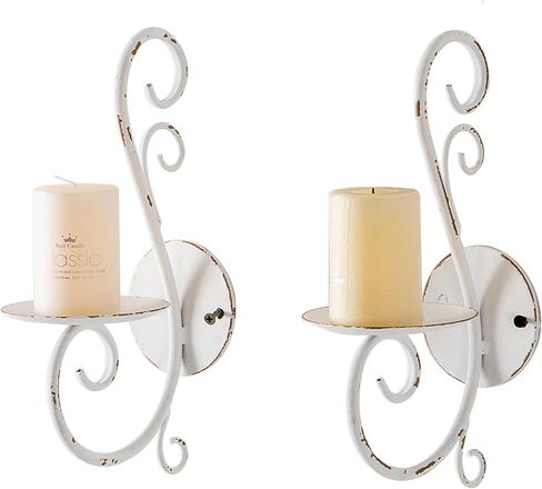 SOFE Black Wrought Iron Wall Candle Sconces Set of Two, Rustic Wall Candle Holder, Vertical Wall Decor, Hanging Pillar Candle Stand Metal Wall Art for Home Living Room, Dining Room in Saudi Arabia