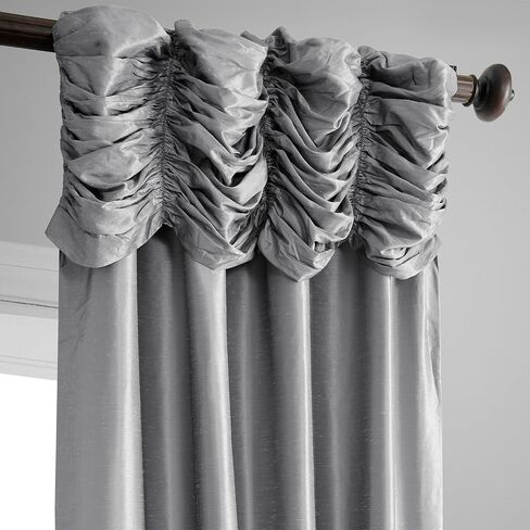 HPD HALF PRICE DRAPES Ruched Faux Dupioni Silk Curtains for Living Room 50 X 84 (1 Panel), PDCH-KBS8-84-RU, Flax Gold in Saudi Arabia