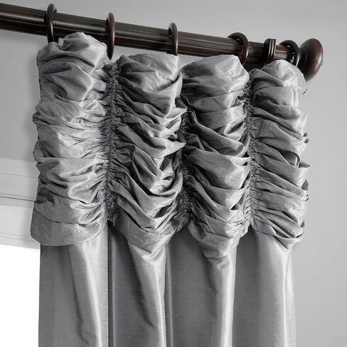 HPD HALF PRICE DRAPES Ruched Faux Dupioni Silk Curtains for Living Room 50 X 84 (1 Panel), PDCH-KBS8-84-RU, Flax Gold in Saudi Arabia