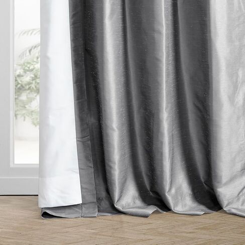 HPD HALF PRICE DRAPES Ruched Faux Dupioni Silk Curtains for Living Room 50 X 84 (1 Panel), PDCH-KBS8-84-RU, Flax Gold in Saudi Arabia