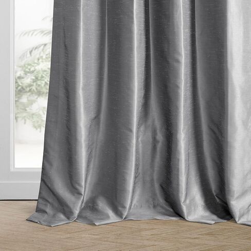 HPD HALF PRICE DRAPES Ruched Faux Dupioni Silk Curtains for Living Room 50 X 84 (1 Panel), PDCH-KBS8-84-RU, Flax Gold in Saudi Arabia