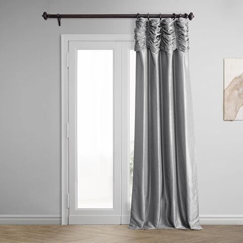 HPD HALF PRICE DRAPES Ruched Faux Dupioni Silk Curtains for Living Room 50 X 84 (1 Panel), PDCH-KBS8-84-RU, Flax Gold in Saudi Arabia