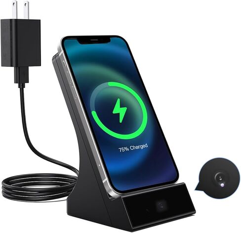 شاحن LIZVIE اللاسلكي مع مراقبة ذكية لهاتف iPhone 14 Pro - كاميرا أمان صغيرة بدقة 1080P HD، عرض عن بعد عبر WiFi، رؤية ليلية، كشف الحركة in Saudi Arabia