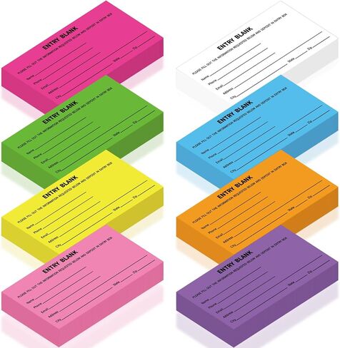 Whaline 2000 Sheets 8 Pads Blank Entry Forms Raffle Tickets Neon Colors Fundraising Items Ticket with Name Phone Address for Contests Prize Game School Events, 2.8 x 5.2 in in Saudi Arabia