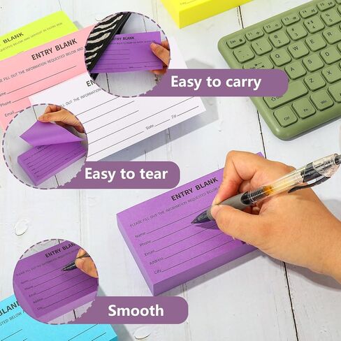 Whaline 2000 Sheets 8 Pads Blank Entry Forms Raffle Tickets Neon Colors Fundraising Items Ticket with Name Phone Address for Contests Prize Game School Events, 2.8 x 5.2 in in Saudi Arabia