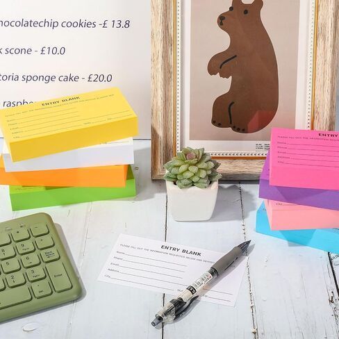 Whaline 2000 Sheets 8 Pads Blank Entry Forms Raffle Tickets Neon Colors Fundraising Items Ticket with Name Phone Address for Contests Prize Game School Events, 2.8 x 5.2 in in Saudi Arabia