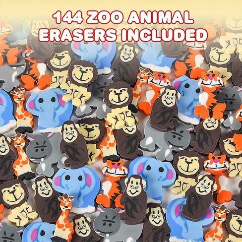 محايات الحيوانات من ArtCreativity Mini Zoo، مجموعة مكونة من 144 قطعة، ممحاة مطاطية للأطفال بتصميمات متنوعة، لوازم العودة إلى المدرسة، مكافآت مدرسي الفصل الدراسي، هدايا حفلات حديقة الحيوان وحشو حقائب الهدايا in Saudi Arabia